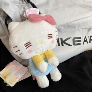 LLavero de felpa Kawaii Hello Cat de 12cm, bolsa de animé de dibujos animados, mochila, decoración para llaves de coche, juguetes de peluche para niños, regalos, superventas