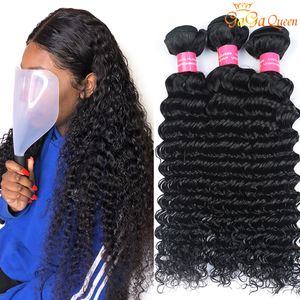 gagaqueen Bundles de Cheveux Humains Brésiliens Vague Profonde 100% Non Transformés Brésiliens Vague Profonde 3/4 Bundles Tissages Brésiliens de Cheveux Humains