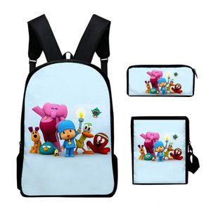 Ensemble de sac à dos de vente chaude petit P Youyou pocoyo3D sac imprimé couleur numérique ensemble de sac à dos tendance