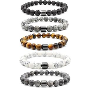 Venta caliente de piedra negra pulsera de cuentas de ojo de tigre pulseras de cuentas de piedra pulsera magnética al por mayor