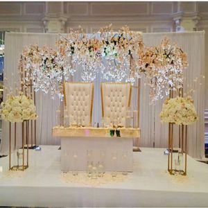 Hot Selling decoration Wedding Flower Stand Stainless Steel Rectangle Golden Frame Metal Panel Backdrop imake0038