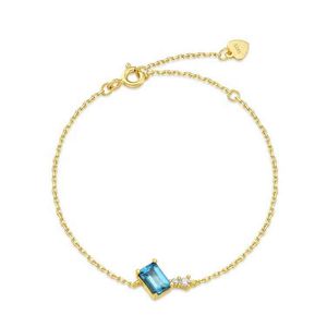 Pulseras de Topacio Azul Londres para mujer, pulsera de piedras preciosas Baguette de joyería al por mayor, Plata de Ley 925, superventas