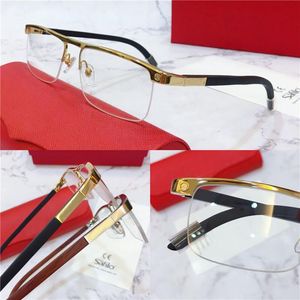 Vente chaude lunettes cadre demi-cadre métal cadre bois jambes lunettes optiques hommes classiques modèles d'affaires 8200980