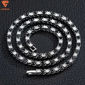 Collier chaîne de Tennis en Moissanite, diamant blanc et noir glacé de 4mm, plaqué or, bijoux Hip Hop pour femmes et hommes, offre spéciale