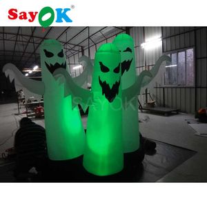 Venta caliente decoraciones inflables de Halloween con luces LED fantasma LED inflable tela Oxford blanca barata utilizada para fiestas de Halloween