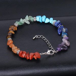 Joyas con cuentas Pulseras Strands Agate Piedra áspera Natural Irregular Piedra Yoga 7 Chakra Extensión Cadena Energía Multicolor