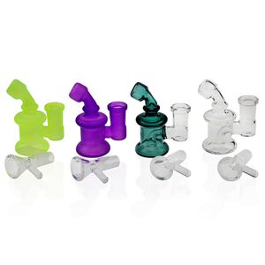 3,3 pouces mini-bangs en verre tamponnent des plates-formes de 14 mm articulation femelle avec un bol en verre libre petit bubbleur en verre d'eau pipes à l'huile