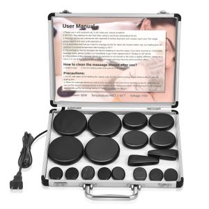 Kit de massage de pierres chaudes 18pcs pierres chaudes avec kit de chauffage pour spa professionnel ou à domicile / relaxation / thérapie / soulagement de la douleur