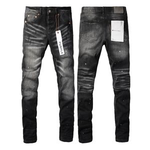 Jeans morados Jeans para hombres Jeans desgastados y rasgados para motociclistas Slim Estrella de cinco puntas Fit Motorcycle Denim para moda Hip Hop Jean para hombres Buena calidad