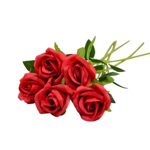 En gros de haute qualité fleur de soie artificielle bourgeon de rose tige unique rose branche unique boutons de rose au toucher réel pour la décoration de la maison de mariage cadeau de la Saint-Valentin