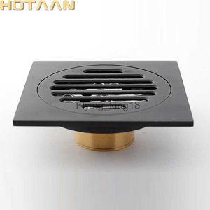 Hotaan Anti-odeur noir mat baignoire douche égouttoir sol 10 cm laiton carré Drain grille de déchets HKD230829
