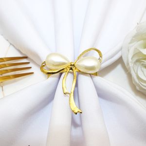 Vaisselle d'hôtel diamant perle serviette boucle arc anneau de serviette anneau de serviette alliage fabricants en gros