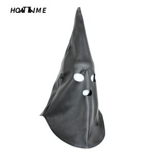 Hottime PVC Cuir Wizard Masque Masque Chien Headgers Hood Fullosé Fetish BDSM EROTINE COUPLES SEXAGE Y201118