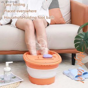 Tina de remojo de pies plegable para el hogar Cubo de masaje de baño de pies reutilizable para viajes en el hogar Pies multipropósito Soak Spa Lavabo Cuidado de los pies L230523