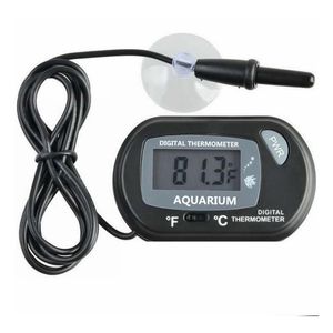 Thermomètres domestiques Mini réservoir de thermomètre d'aquarium de poisson numérique avec batterie de capteur filaire incluse dans le sac Opp couleur jaune noir Dhnxo