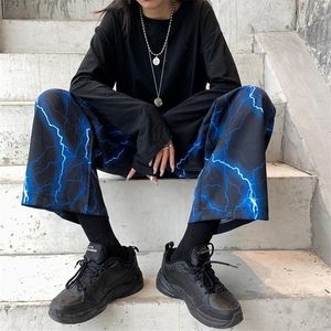 Houzhou Y2K Pantalón de pierna ancha de gran tamaño Harajuku Hippie Streetwear Pantalón de moda coreana para estética femenina 220325