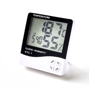 Thermomètres domestiques HTC-1, thermomètre électronique d'intérieur, grand écran, thermohygromètre de haute précision