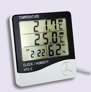 HTC-2 Digital Thermometers Hygrometer Electronic LCD Temperature Humidity Meter Weather Station Indoor Outdoor Clock