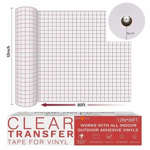 Htvront 12Inx80ft50ft 30ft Tapis de transfert Red Alignement Grid Application Papier pour Cricut Craft Cup Car Diy Decal Adhesive Vinyl 240422