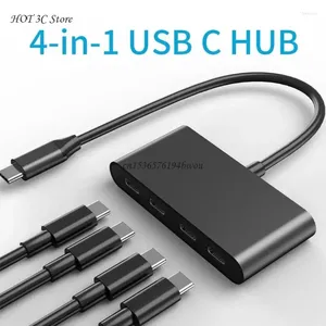 Hub 4 Ports Type séparateur transfert de données seulement 5 Gbps en alliage d'aluminium léger pour ordinateur portable téléphone de bureau tablette