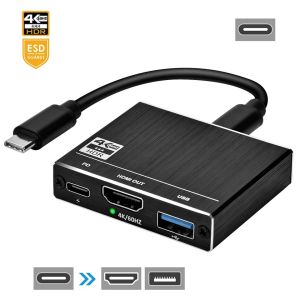 Hubs 2020 Best Thunderbolt 3 USB C Hub USB 3.1 à HDMI USB Type C 100W Port de charge USB 3.0 Hub Adaptateur pour Book Pro Samsung S9