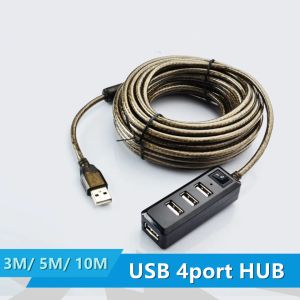 Hubs 4ports USB 2.0 Hub Extension Câble mâle à femme active Femelle Builtin IC Chipset double blindé 3m 5m 10m