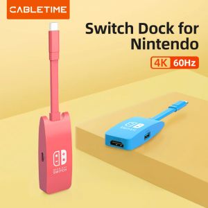 Hubs Cabletime USB C Switch Dock à HDMI 4K PD 100W pour Nintendo Fast Charge USB 3.0 5 Gbps Accure pour Switch Dell PC H16