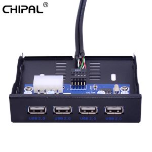Hubs Chipal 4 ports USB 2.0 Hub Usb2.0 Adaptateur PC Break de l'extension du panneau avant avec câble de 10pin pour baies de la baie FDD de 3,5 pouces de 3,5 pouces