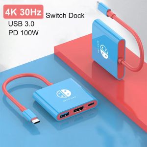 Hubs For Switch Dock 4k HDMI USB 3.0 Adaptateur Hub USB C Splitter TV Portable Station d'accueil pour Nintendo ordinateur portable PC iPad MacBook Air