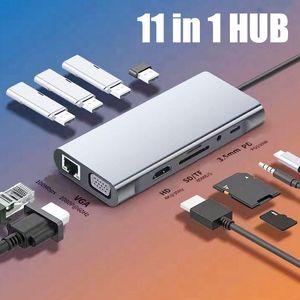 HUBS HUB TO HDMICOMPATACIÓN Adaptador USB 3.0 VGA PD RJ45 TF/SD Adaptador Dock Dock Type C Tipo C al Hub para MacBook Huawei Xiaomi