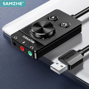 Hubs Samzhe USB Sound Card Interface Audio External 3,5 mm microphone Adapter SoundCard pour ordinateur portable PS5 / 4