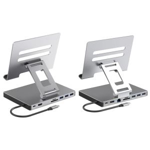 Hubs Type C Station d'accueil en aluminium ALLIAGE ALLIAGE ALLIAGE SUPPORT USB3.0 PD RJ45 HDMICOMPATIBLE USB HUB 9 IN 1 ADAPTER DOCK POUR LA TABLETE D'ALPORTOP