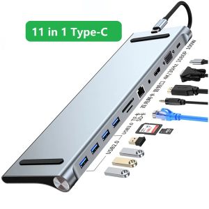 Hubs Type C Station d'accueil pour ordinateur portable USB C Dock HDMICOMPATIBLE VGA USB HUB Adaptateur pour MacBook HP Dell XPS Lenovo Thinkpad Asus