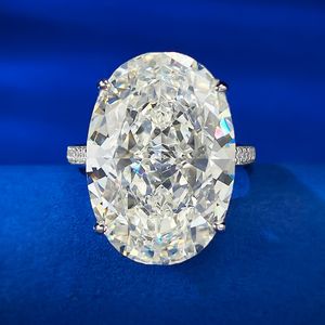 Anillo de diamante de moissanita de laboratorio enorme de 15 quilates, anillos de boda para fiesta de Plata de Ley 925 100% auténtica para mujeres y hombres, joyería de compromiso