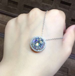 Énorme 5ct moissanite diamant pendentif réel 925 en argent Sterling charme fête mariage pendentifs collier pour femmes bijoux fins cadeau