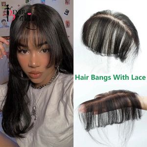 Human Hair frange pas de clips frange avec HD Crystal dentelle 3D Coupe frontale des cheveux naturels Extensions de cheveux au-dessus