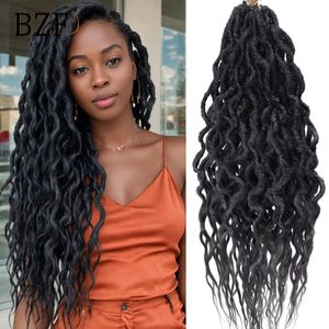 Extensions de cheveux humains en vrac 24 pouces Faux Locs Crochet Extensions de cheveux pour femmes Locs Extrémités bouclées Tressé Dreadlocks 1B Tressage synthétique Tresses de cheveux 230904