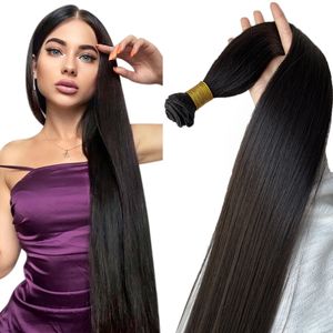 Human Hair Bulks Bone Straight Hair Bundles Salon Natural Hair Extensions Fake Fibers Super Long Synthetic Yaki Straight Hair Weaving Full to End 230925