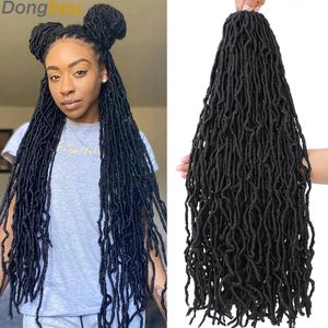 Human Hair Bulks Donghou Faux Locs Crochet Braids Faux Locks Soft Locs Crochet Hair Goddess Faux Locs Dreadlocks Hair Extension Curly Braid 230904