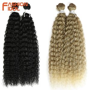 Cheveux humains en vrac FASHION IDOL 22 pouces synthétique naturel crépus bouclés vague s 2PcsLot résistant à la chaleur Ombre Weave Bundles 231025