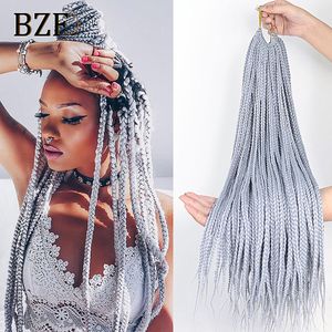 Cheveux humains en vrac gris 3X boîte tresses cheveux synthétiques 24 