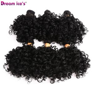 Cheveux humains en vrac court noir synthétique Afro Kinky bouclés Bundles s Nature 6PcsLot boucles de tissage fausse fibre pour les femmes Dream Ice's 231025