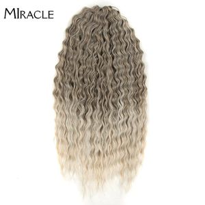 Human Hair Bulks Water Wave Curly Twist Crochet Synthetic Braid Ombre Blonde 24 Inch Deep Braiding y231025