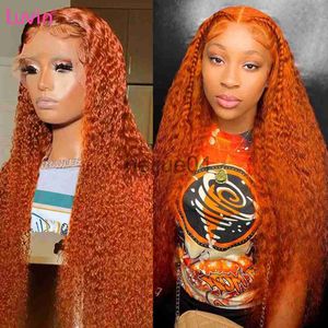 Human Hair Capless Wigs Luvin 30 Inch Ginger Orange Colored Curly 13x4 Lace Frontal Wig Transparent Loose Deep Wave 13x6 Front Remy Human Hair For Women x0802