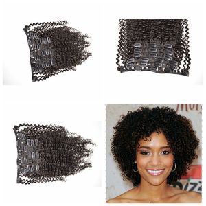 clip in hair extension brazilian curly human hair G-EASY hair 7pcs 120g 3a 3b 3c clip-on extensions