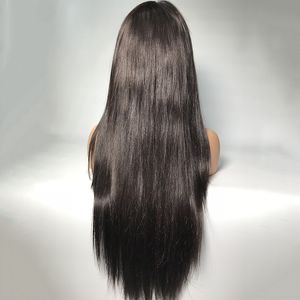 Pelucas de cabello humano Pelucas delanteras de encaje recto Yaki Precio al por mayor 10A Pelucas de cabello brasileño virgen de aspecto natural de calidad