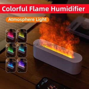 Humidifiers 2023 Flame Aroma Diffuser Air Humidifier Ultrasonic Cool Mist Maker Fogger Led Essential Oil Lamp Realistic Fire Difusor YQ230927