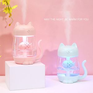 Humidificadores Otro Hogar Jardín Aire Luz LED Dibujos animados Gato Cool Mist USB Ultrasónico Ultra silencioso para niños Guardería infantil 221014