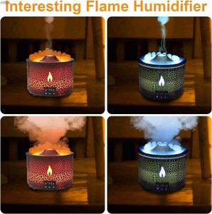 Humidificateurs Volcano Flame Air Humidificateur Light Ultrasonic Oil Aroma Diffuseur For Home Room Fragrance Jellyfish Mist Smoke Steamers