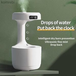 Humidifiers Water Droplet Air Humidifier 800ml Anti-gravity Essential Oil Diffuser Night Light Weightless Sprayer Decorations Desk LampsL240115